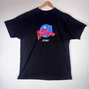 Vintage Planet Hollywood RENO Nevada Men's Black Cotton Shirt Single Stitches XL